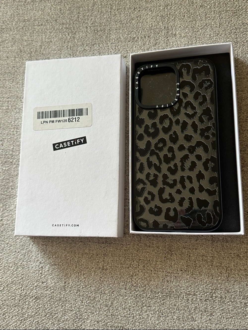 New in box! Casetify Black and Dark Gray Leopard Print iPhone 16 pro case